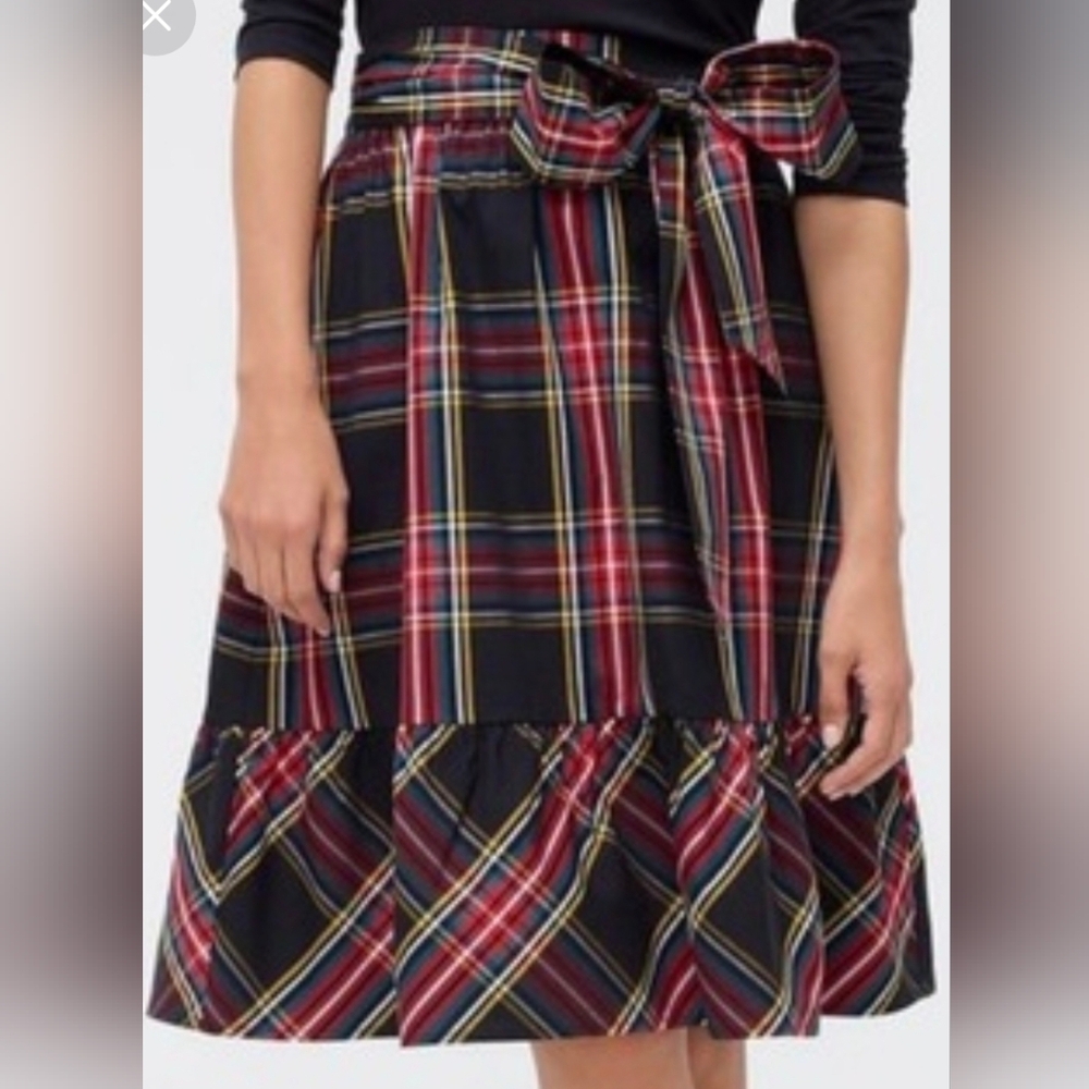 J. Crew Plaid A-Line Skirt - Red and Black 0P